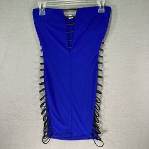 Symphony Royal Blue Mini Skirt Lace Up Bodycon Party‎ Club Womens